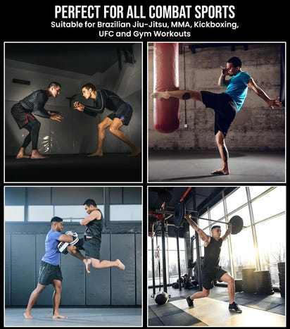 Men's MMA Shorts, IBJJF Ranked No Gi BJJ Jiu Jitsu Shorts for Grappling, Boxing, Cross Training (Black)