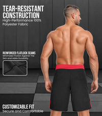 Men's MMA Shorts, IBJJF Ranked No Gi BJJ Jiu Jitsu Shorts for Grappling, Boxing, Cross Training (Red)