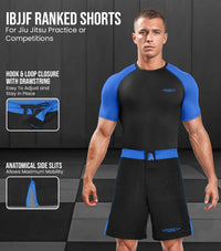 Men's MMA Shorts, IBJJF Ranked No Gi BJJ Jiu Jitsu Shorts for Grappling, Boxing, Cross Training (Royal Blue)