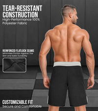 Men's MMA Shorts, IBJJF Ranked No Gi BJJ Jiu Jitsu Shorts for Grappling, Boxing, Cross Training (Silver)