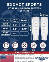 Forearm Padded Compression Sleeves For Football, Baseball (1 Pair) White