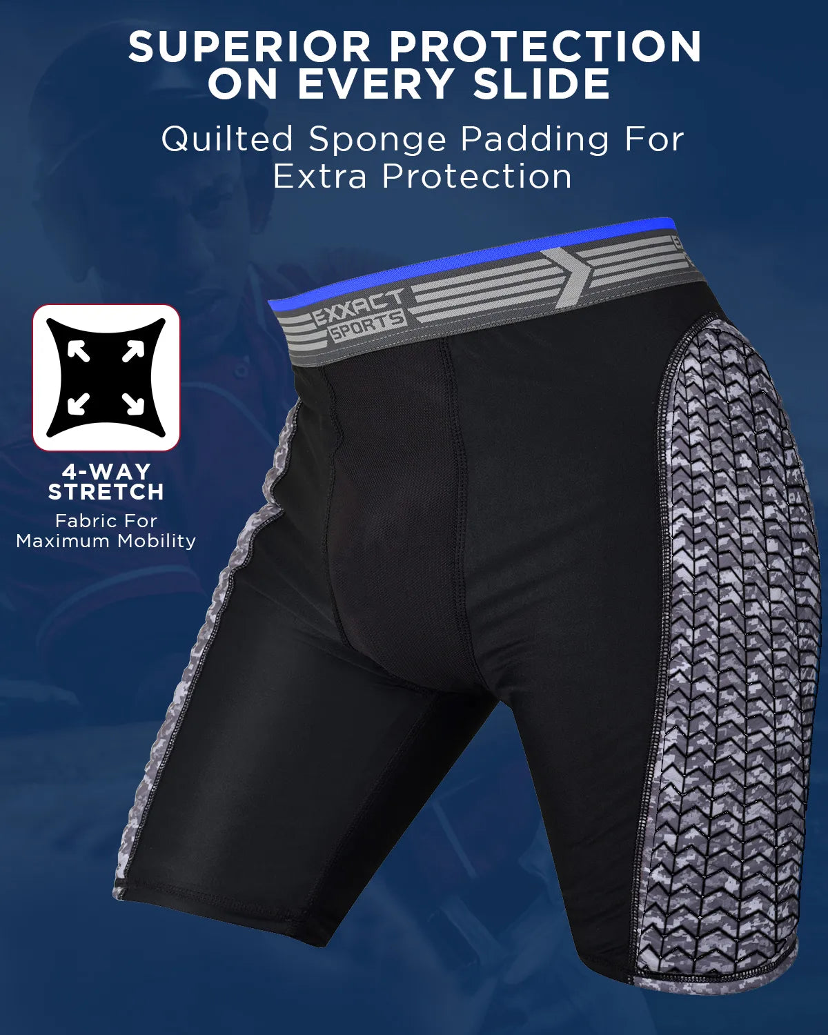 Boys Padded Compression Sliding Shorts with Soft Athletic Cup (Black / Gray)