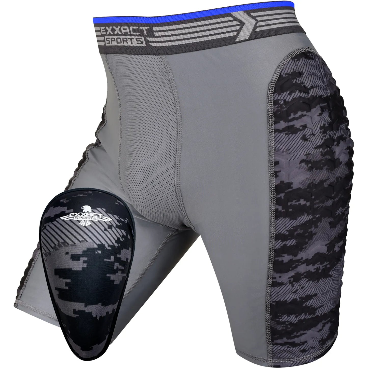 Boys Padded Compression Sliding Shorts with Soft Athletic Cup ( Gray / Black)