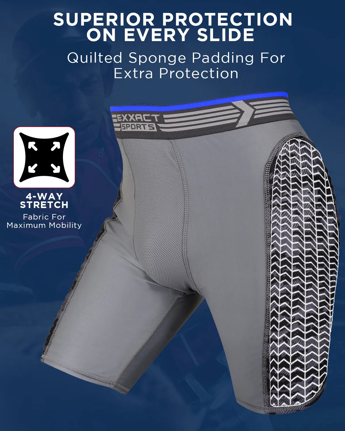 Boys Padded Compression Sliding Shorts with Soft Athletic Cup ( Gray / Black)