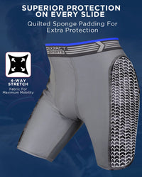 Boys Padded Compression Sliding Shorts with Soft Athletic Cup ( Gray / Black)