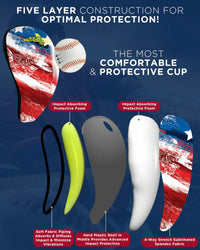 Boys Padded Compression Sliding Shorts with Soft Athletic Cup (Flag)