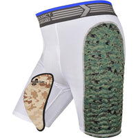 Boys Padded Compression Sliding Shorts with Soft Athletic Cup (White / Green)