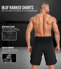 Men's Pro MMA Shorts, No-Gi BJJ Jiu Jitsu Shorts for Boxing, UFC & Cross Training (Black)