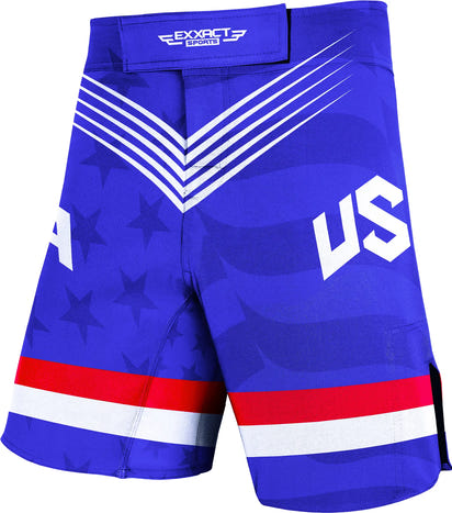 Men's Pro MMA Shorts, No-Gi BJJ Jiu Jitsu Shorts for Boxing, UFC & Cross Training (Royal Blue USA)