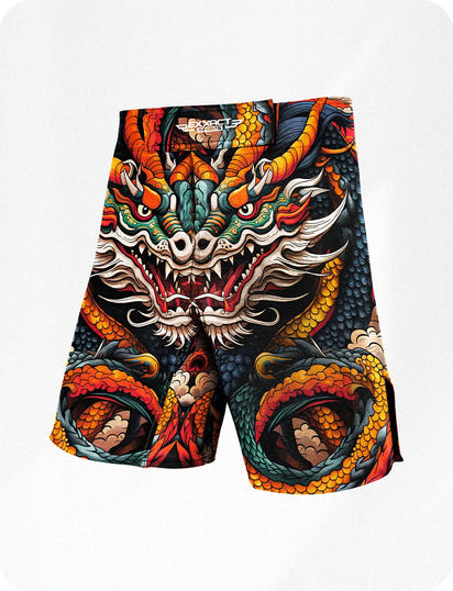 Men's Pro MMA Shorts, No-Gi BJJ Jiu Jitsu Shorts for Boxing, UFC & Cross Training (Dragon)