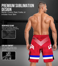Men's Pro MMA Shorts, No-Gi BJJ Jiu Jitsu Shorts for Boxing, UFC & Cross Training (Red USA)