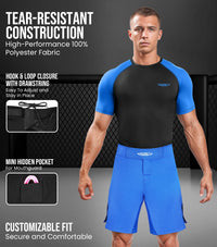 Men's Pro MMA Shorts, No-Gi BJJ Jiu Jitsu Shorts for Boxing, UFC & Cross Training (Royal Blue)
