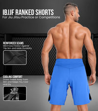 Men's Pro MMA Shorts, No-Gi BJJ Jiu Jitsu Shorts for Boxing, UFC & Cross Training (Royal Blue)