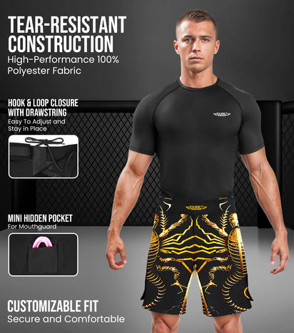 Men's Pro MMA Shorts, No-Gi BJJ Jiu Jitsu Shorts for Boxing, UFC & Cross Training (Scorpion)