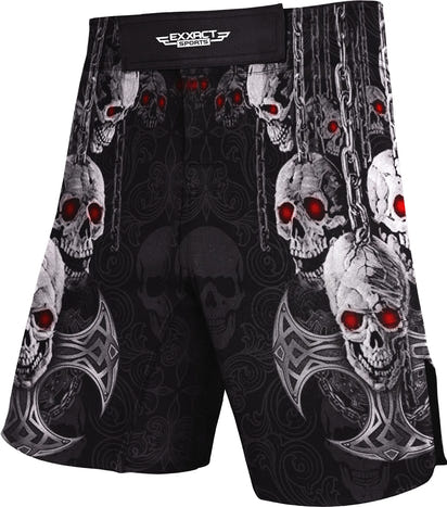 Men's Pro MMA Shorts, No-Gi BJJ Jiu Jitsu Shorts for Boxing, UFC & Cross Training Hanging (Skull)