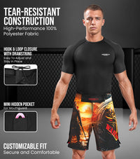 Men's Pro MMA Shorts, No-Gi BJJ Jiu Jitsu Shorts for Boxing, UFC & Cross Training (Warrior)