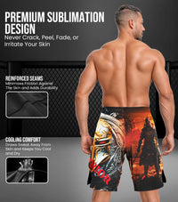 Men's Pro MMA Shorts, No-Gi BJJ Jiu Jitsu Shorts for Boxing, UFC & Cross Training (Warrior)
