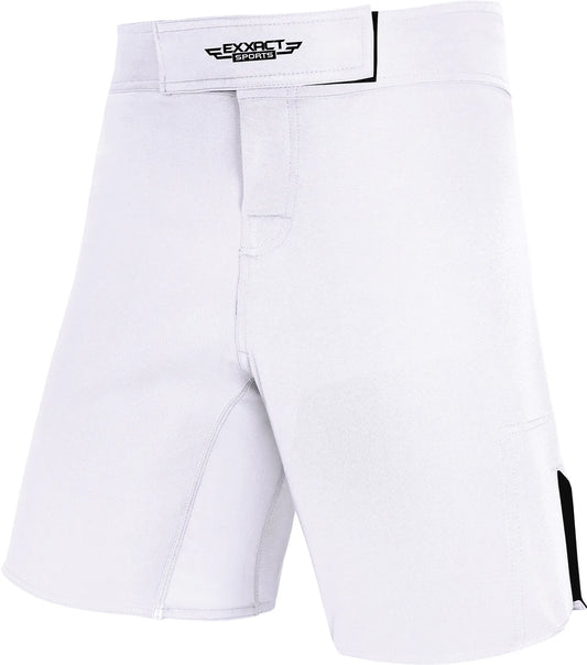 Men's Pro MMA Shorts, No-Gi BJJ Jiu Jitsu Shorts for Boxing, UFC & Cross Training (White)