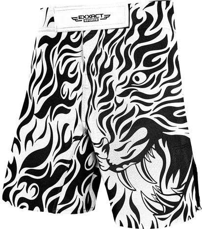 Men's Pro MMA Shorts, No-Gi BJJ Jiu Jitsu Shorts for Boxing, UFC & Cross Training (White Tiger)
