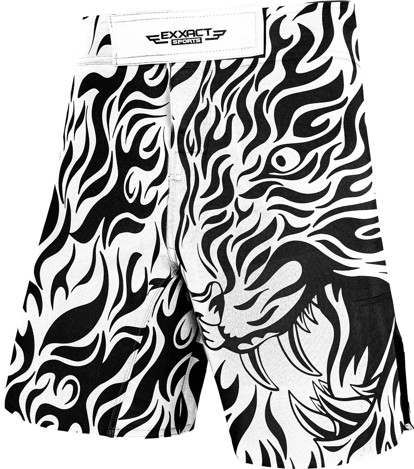 Men's Pro MMA Shorts, No-Gi BJJ Jiu Jitsu Shorts for Boxing, UFC & Cross Training (White Tiger)