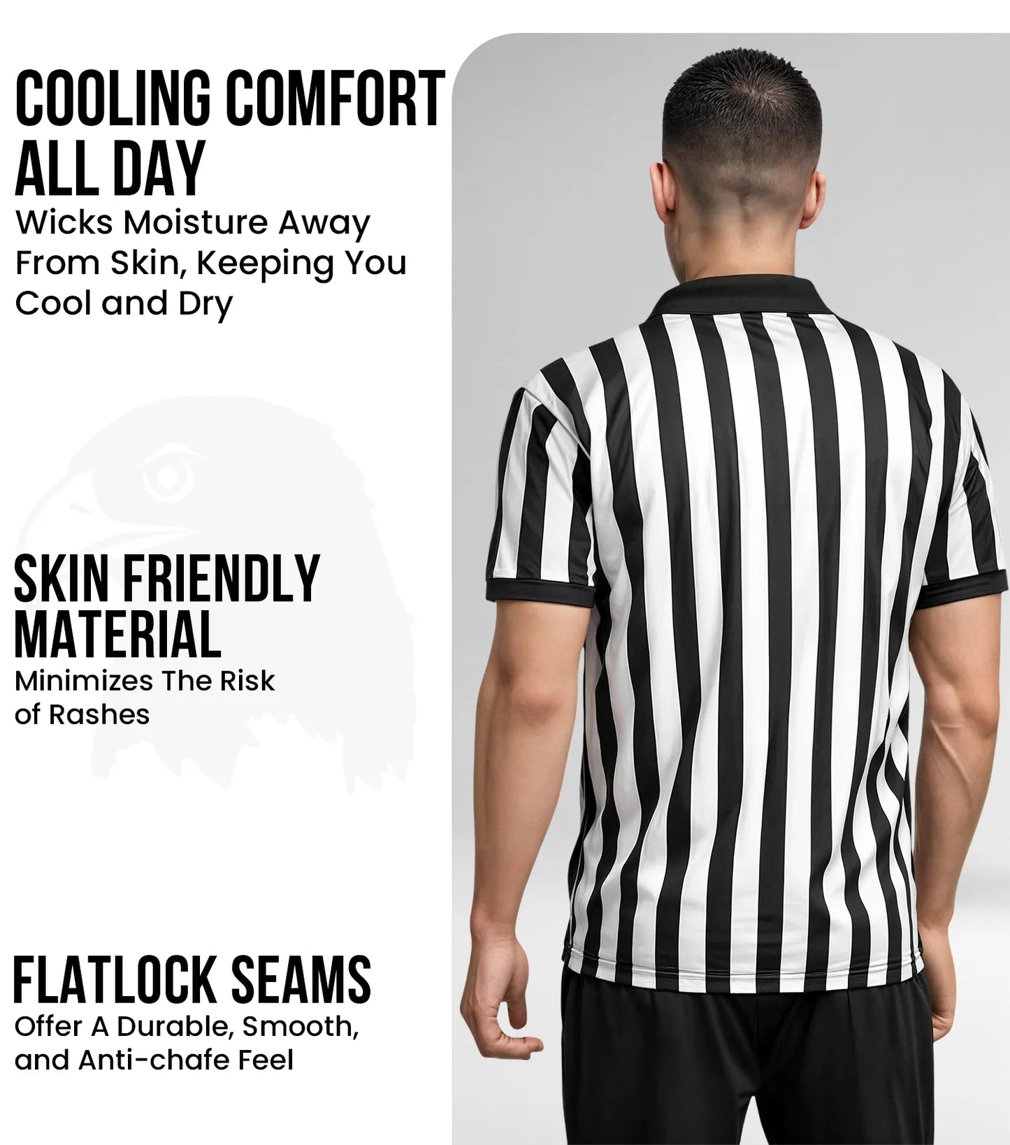 Referee Shirt for Men and Women, Black & White Stripes Umpire Uniform (Quarter Zipper) 