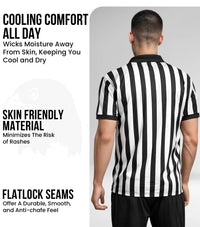 Referee Shirt for Men and Women, Black & White Stripes Umpire Uniform (Quarter Zipper) 