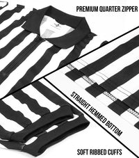 Referee Shirt for Men and Women, Black & White Stripes Umpire Uniform (Quarter Zipper) 