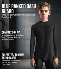 Kids Black BJJ Rash Guard Long Sleeve