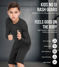 Kids Black BJJ Rash Guard Long Sleeve
