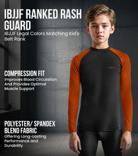 Kids Brown BJJ Rash Guard Long Sleeve
