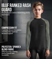Kids Gray BJJ Rash Guard Long Sleeve