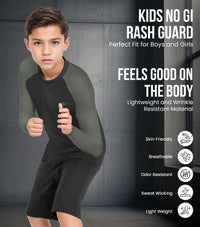 Kids Gray BJJ Rash Guard Long Sleeve
