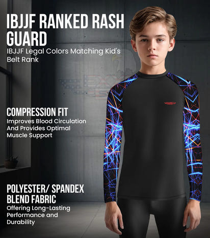 Kids Lazer BJJ Rash Guard Long Sleeve