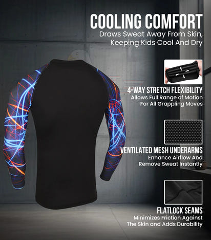 Kids Lazer BJJ Rash Guard Long Sleeve