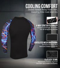 Kids Lazer BJJ Rash Guard Long Sleeve