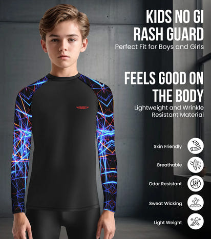 Kids Lazer BJJ Rash Guard Long Sleeve