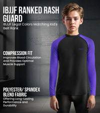 Kids Purple BJJ Rash Guard Long Sleeve