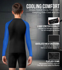 Kids Royal Blue BJJ Rash Guard Long Sleeve