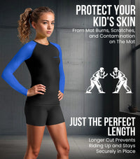 Kids Royal Blue BJJ Rash Guard Long Sleeve