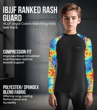 Kids Tie Dye BJJ Rash Guard Long Sleeve