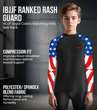 Kids Usa Flag BJJ Rash Guard Long Sleeve