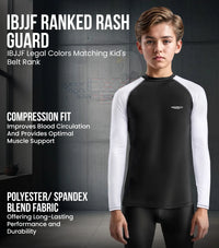 Kids White BJJ Rash Guard Long Sleeve