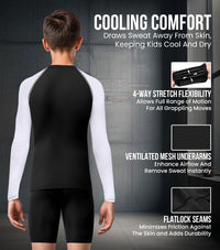 Kids White BJJ Rash Guard Long Sleeve