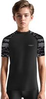 Kids Black Camo BJJ Rash Guard Short Sleeve