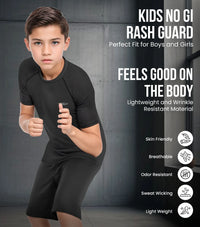 Kids Black BJJ Rash Guard Short Sleeve
