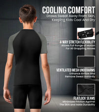 Kids Gray BJJ Rash Guard Short Sleeve