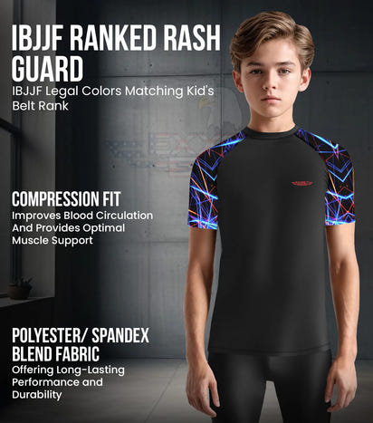 Kids Lazer BJJ Rash Guard Short Sleeve