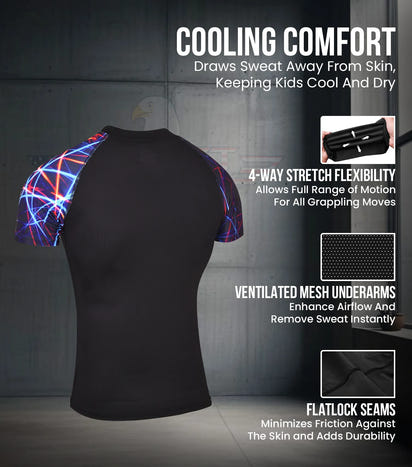 Kids Lazer BJJ Rash Guard Short Sleeve