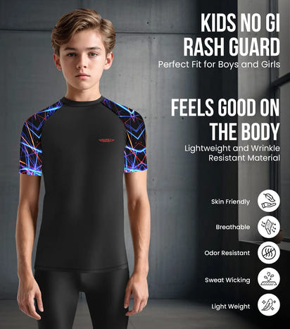 Kids Lazer BJJ Rash Guard Short Sleeve