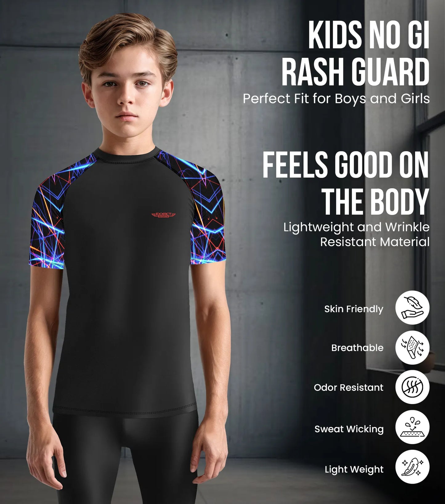 Kids Lazer BJJ Rash Guard Short Sleeve